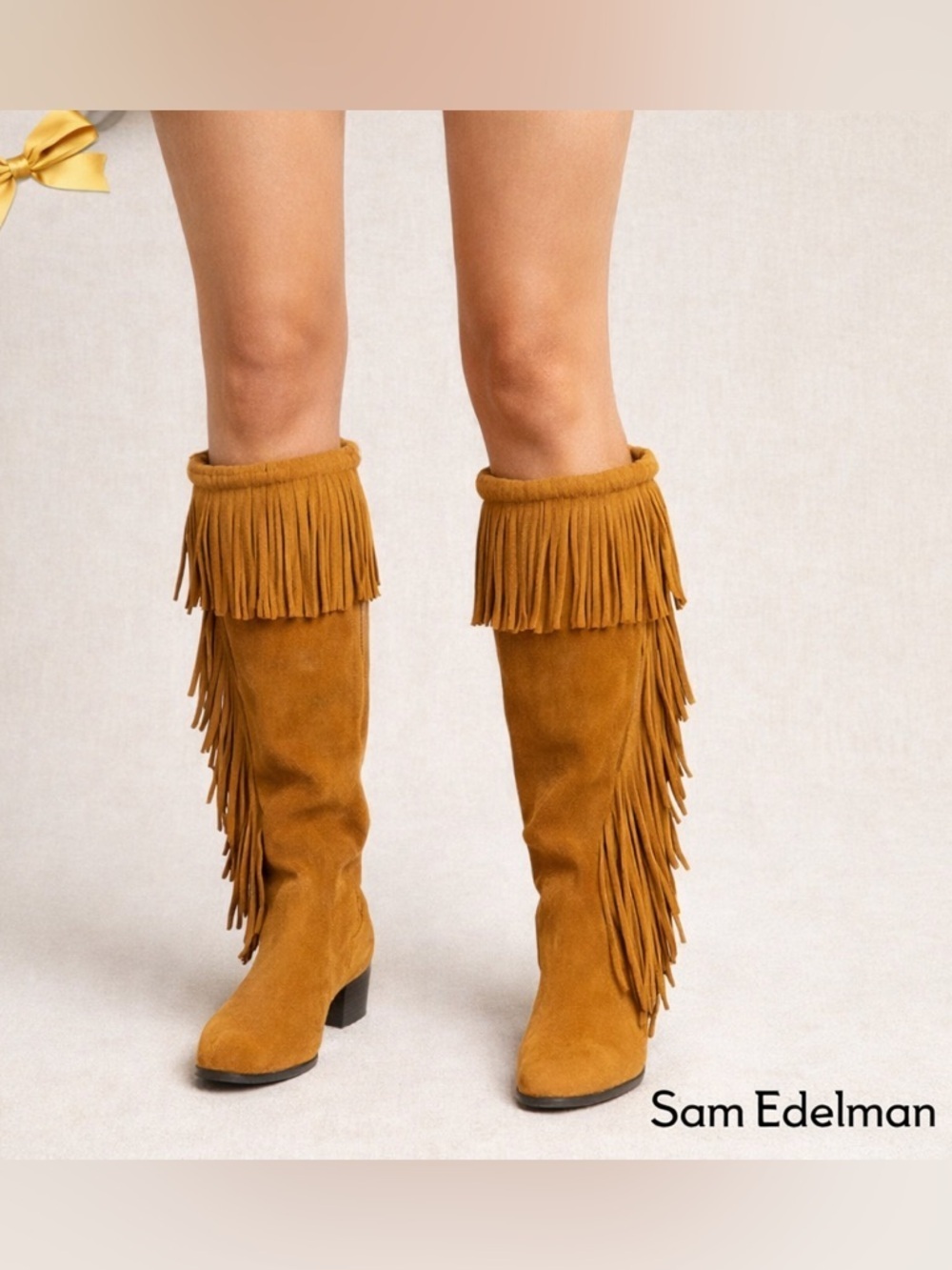 Sam Edelman Utah Tan Suede Fringe Moccasin Boots 6.5